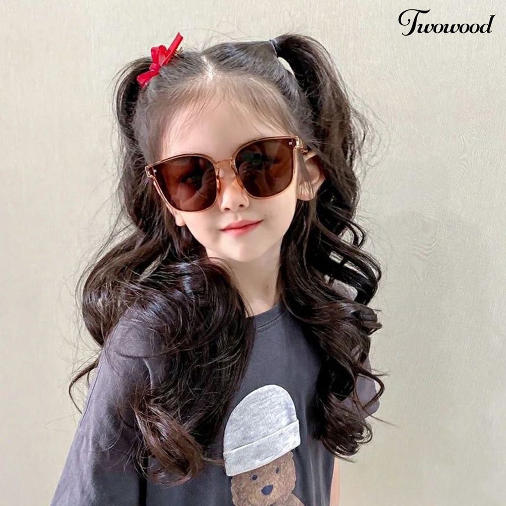 Twowood Hair Extension Breathable Mesh Hole Anti-Slip Fluffy Natural Look Tie Ponytail Serat Suhu Tinggi Anak Perempuan Panjang Sedang Curly Hair Extension Penggunaan Sehari-Hari