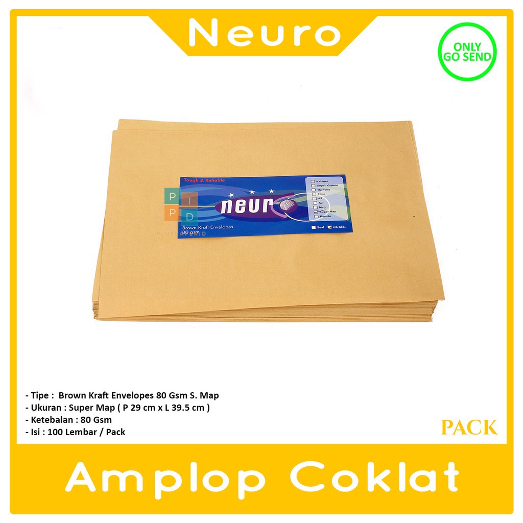 

NEURO - Amplop Coklat Ukuran Super Map No Seal - Pack