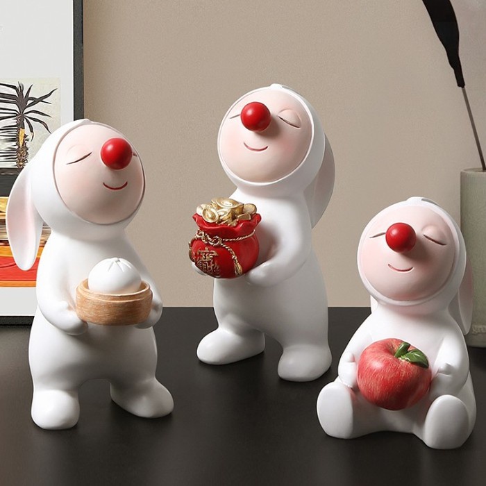 Pajangan Meja Bunny Mahjong Peanut Tomato Apple Gold Nordic Dekorasi