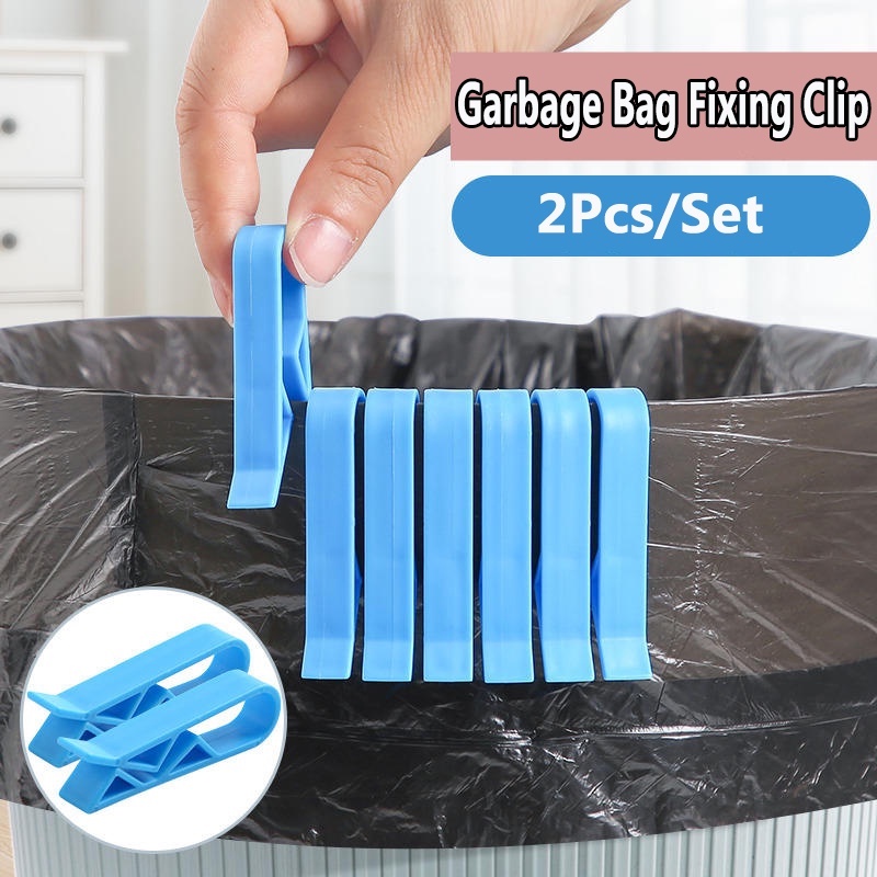 2pcs /Set Kantong Sampah Klip Tetap Kreatif Non -Slip Plastik Waste Bin Klip Keranjang Sampah Klip Untuk Rumah Dapur Kantor Restoran