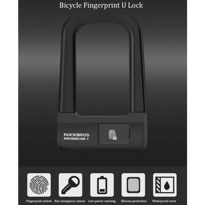 ROCKBROS Atom Shackle Lock X REGULER - Gembok Fingerprint 74x128mm