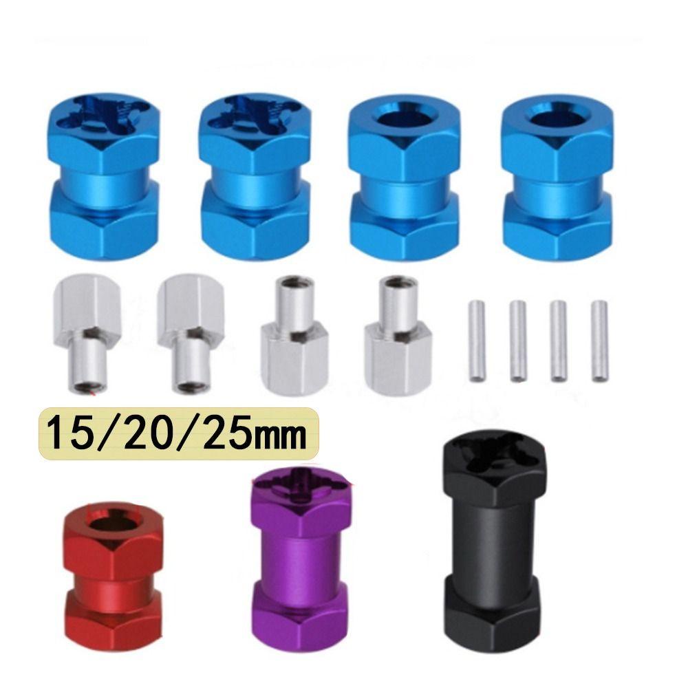 Populer 4pcs 12mm Hex Wheel Hub Drive Adapter Kunci Roda Tabung Hex Adaptor Crawler Mobil Truk Aluminium Untuk Aksesori Mobil