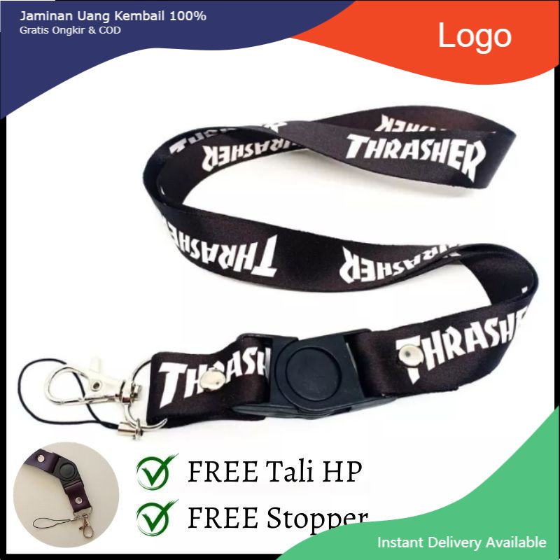 

Tali Lanyard Band Thrasher / Custom Lanyard Tali Gantungan Kunci HP POD ID Card