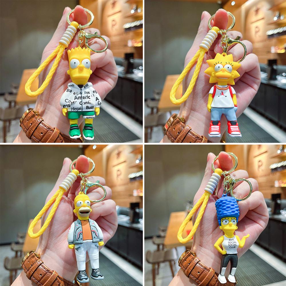 Timekey Kartun Anggota Keluarga Gantungan Kunci Wanita Pria Kreatif Anime Figurine Keyrings Untuk Pasangan Handbag Charms O7T2