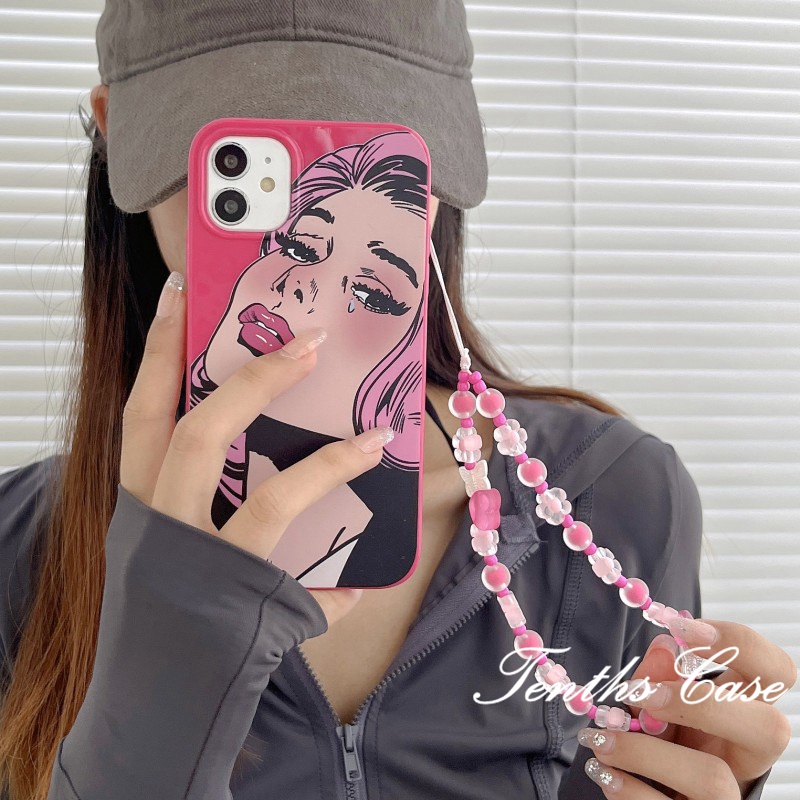 IPHONE Kompatibel Untuk Iphone14 13 12 11 Pro Max X XR Xs Max8 7 6 6s Plus Se2020Sarung Tahan Guncangan Gaya Manis Dan Keren Fashion Girl Pattern Phone Case Dengan Lanyard