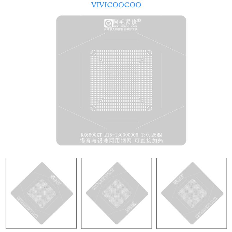 Vivi CPU Reballing Stensil Untuk RX6600XT IC Chip Tanam Timah Template Perlengkapan Mesh