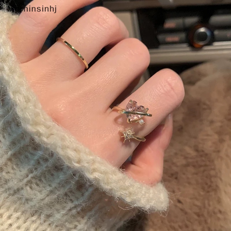 Mornin Fashion Hati Zirkon Vintage Cinta Cincin Ins Punk Gothic Terbuka Adjustable Jari Cincin Untuk Wanita Perempuan Pesta Trendi Perhiasan Hadiah id