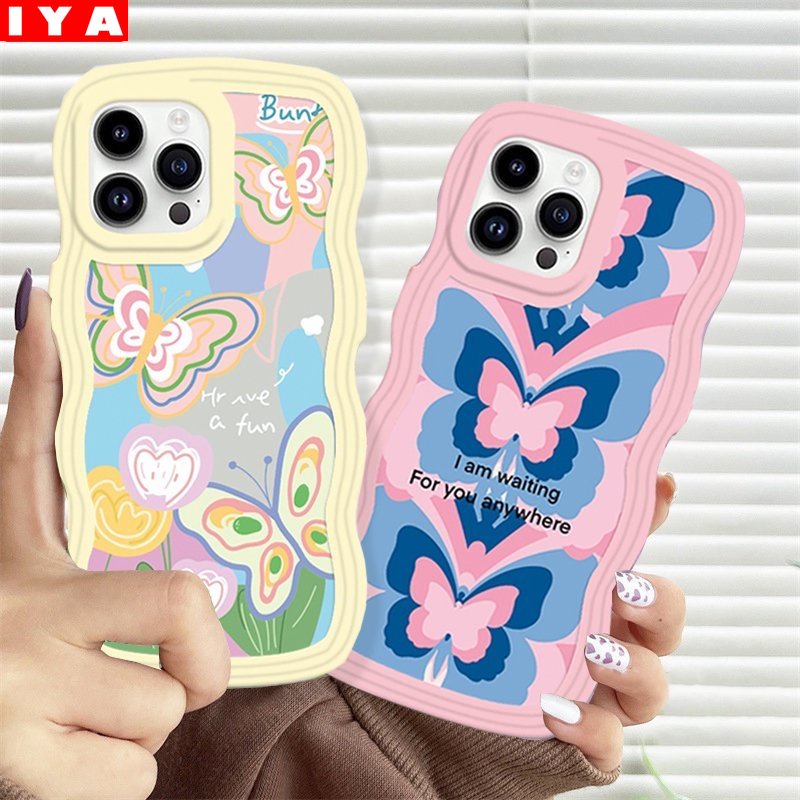 Soft Case Redmi Note12 Redmi A1 A2 10C 10A 9C 9T Note 11S 10 5G 10S 9S 8 Pro Xiaomi Poco M5S M3 X3 Pro NFC Warna-Warni Kupu-Kupu Gelombang Tepi TPU Phone Cover