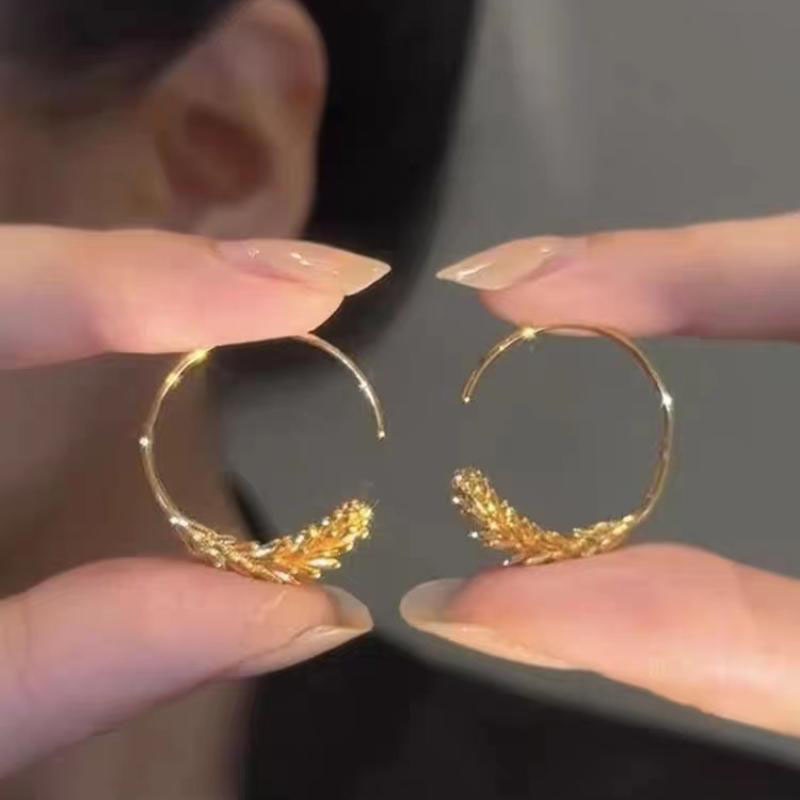 Anting Geometris Fashion Alloy Wheat Untuk Wanita