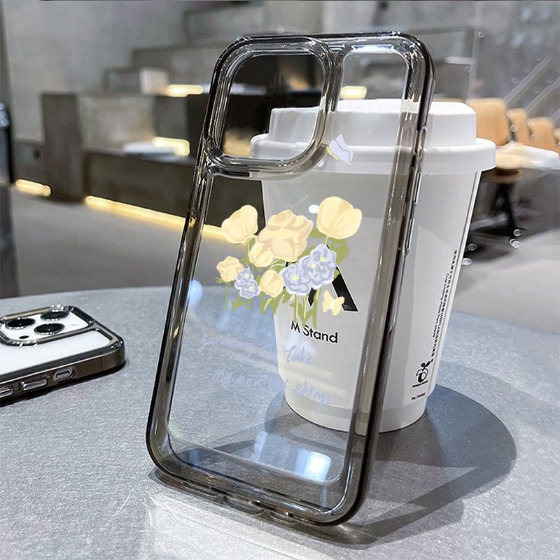 Casing Kupu-Kupu Bunga Untuk IPhone Kompatibel6 7 8 6Plus 7Plus 8Plus 11 14 Pro Max X XS XR 11 12 13 14 Pro Pro Max SE 2020 2022 Plating Electroplated Buttons Shockproof Cover