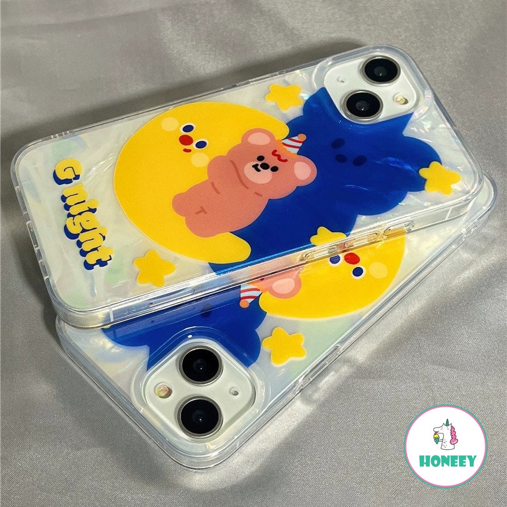 IPHONE Casing Ponsel Kartun Beruang Bulan Yang Indah Untuk Iphone14 Pro Max12/12pro 13pro Max Case Iphone11Sarung Ponsel Motif Kerang Tahan Guncangan