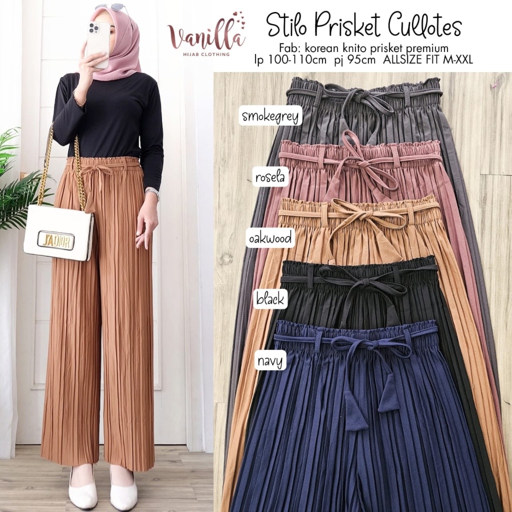 STILO PRISKET CULLOTES ORI VANILLA | Korean Knito prisket Premium | Kulot Plisket