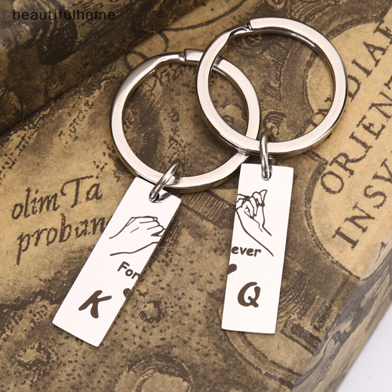 {beautifulhome} 2pcs /set Grafir King Queen Forever Love Keyring Gantungan Kunci Hadiah Untuk Pasangan.