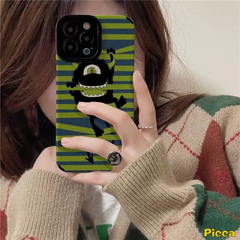 IPHONE Casing Universitas Monster Indah Gaya Korea Kompatibel Untuk Iphone7 8 Plus12 11 13 14 Pro MAX XR X XS MAX 7Plus Tekstur Kulit Monster Kecil Lucu Shockproof Cover