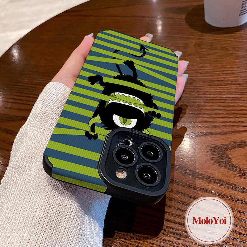 IPHONE Case Monster Kecil Lucu Gaya Korea Kompatibel Untuk Iphone7 8 Plus11 12 13 14 Pro MAX 7Plus XR X XS MAX Lovely Monster University Tekstur Kulit Shockproof Cover