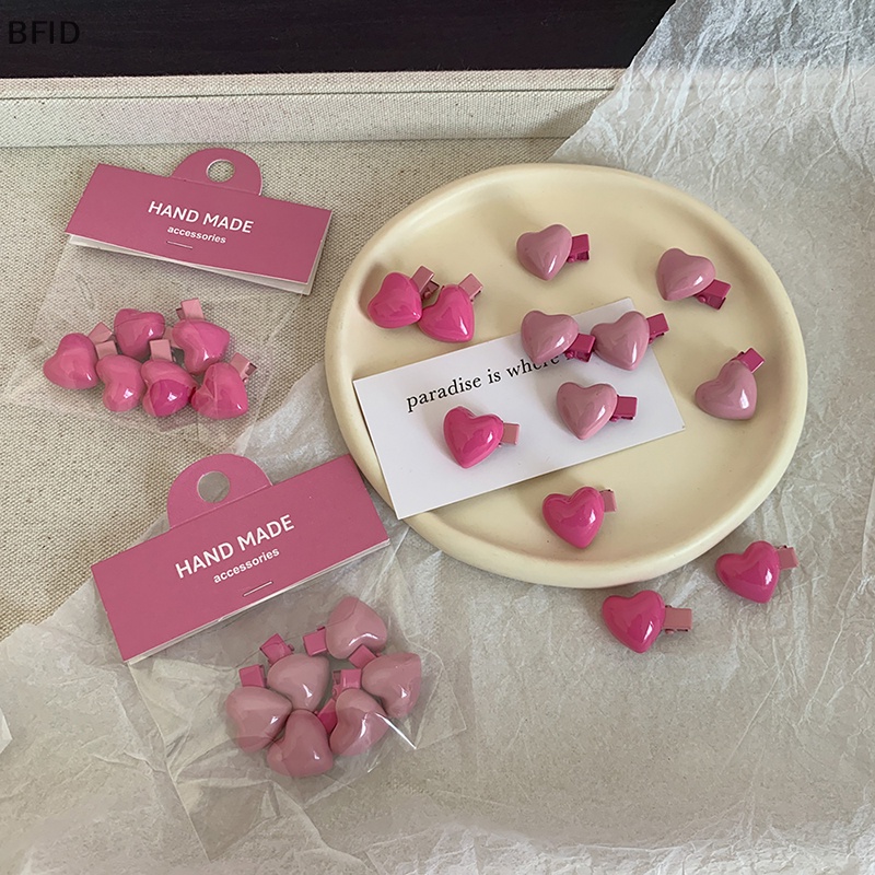 [BFID] 6pcs Korea Style Cute Pink Heart Hairpin Mini Hair Claw Grips Untuk Gadis Wanita Anak Anak Hadiah All-match Aksesoris Klip Rambut [ID]