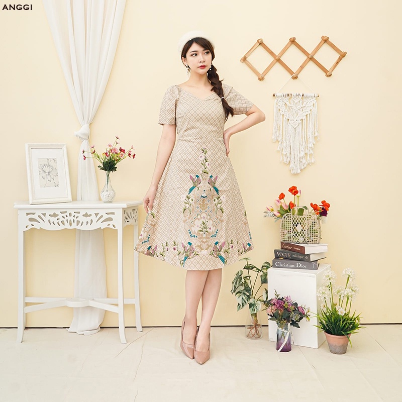 Evercloth Anggi Dress Batik Modern Wanita Gaun Terusan Jumbo