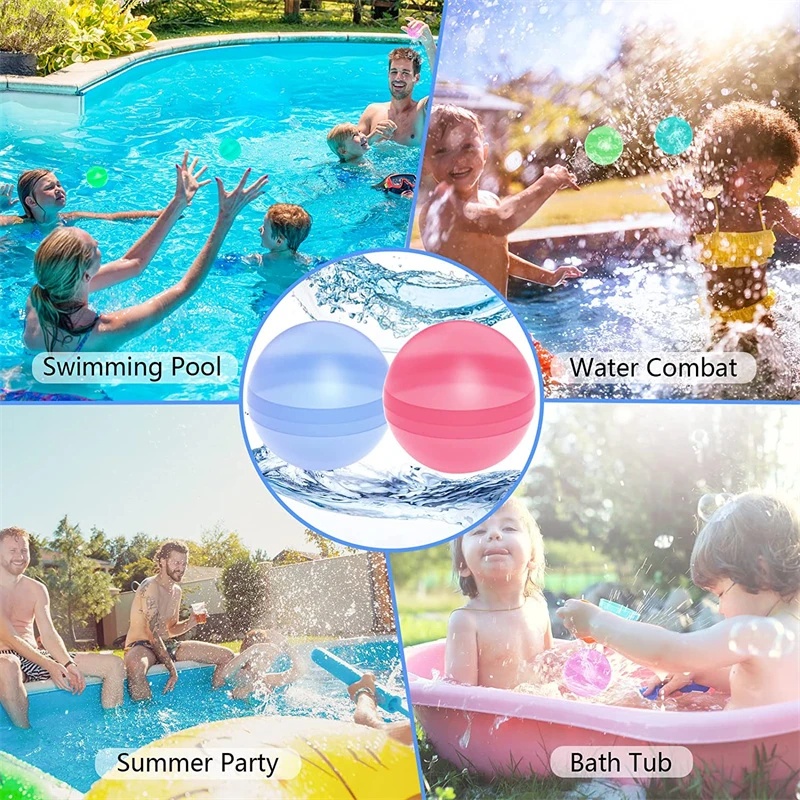 Reusable Silicone Gradient Water Balloons/Pesta Pantai Luar Ruangan Water Fighting Quick Fill Water Balloon Mainan Interaktif/Mainan Pertarungan Air Kolam Renang Anak