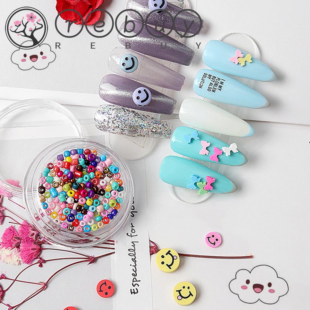 Rebuy Smiley Face Nail Jewelry Bunga Jepang Ikatan Simpul DIY Nail Art