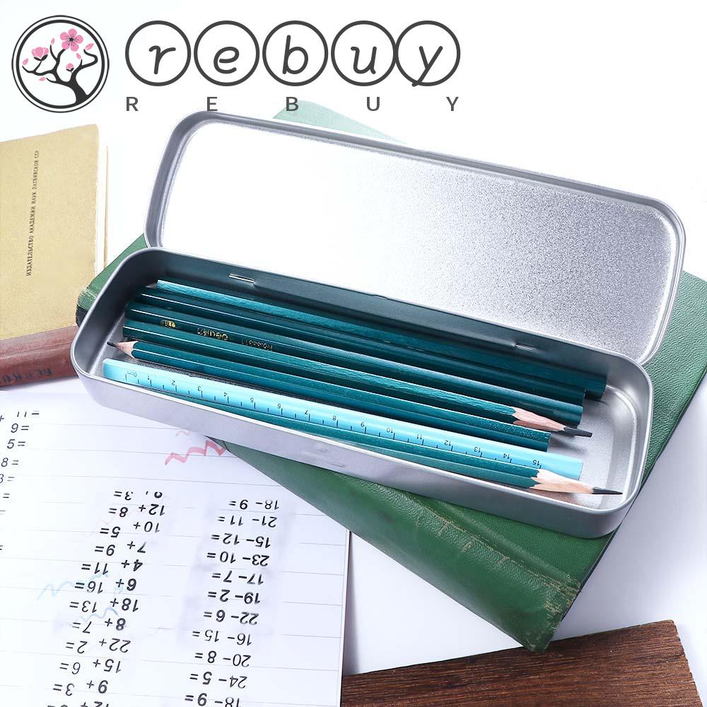 Rebuy Pensil Case Untuk Anak-Anak Kualitas Tinggi Single Layer Silver Student Pen Box Kotak Alat Tulis