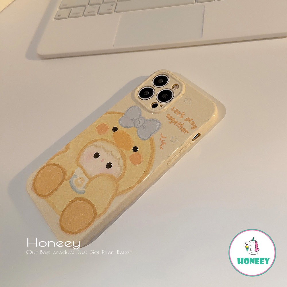 IPHONE Casing Ponsel Boneka Bebek Kuning Kecil Kartun Lucu Kompatibel Untuk Iphone14 12 13 11 Pro Promax14 Plus Shockproof Phone Cover