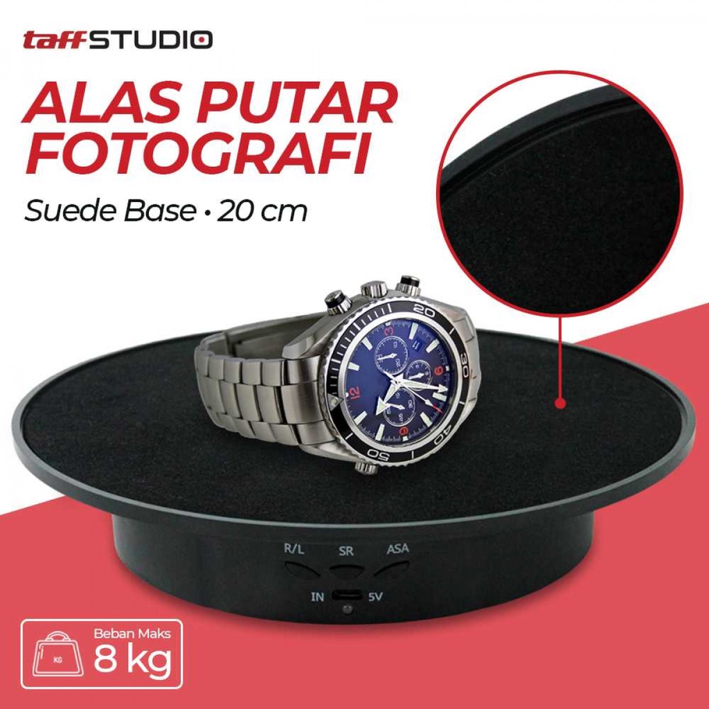 Alas Putar Fotografi Video Etalase Suede Rotating 360 Turntable 20cm