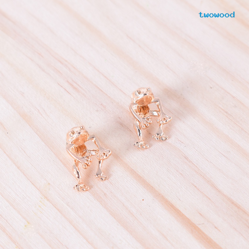 Twowood Gaya Retro Perak Katak Anting Wanita Eropa Dan Amerika Klasik Etnik Punk Fashion Temperamen Tua Stud Earrings
