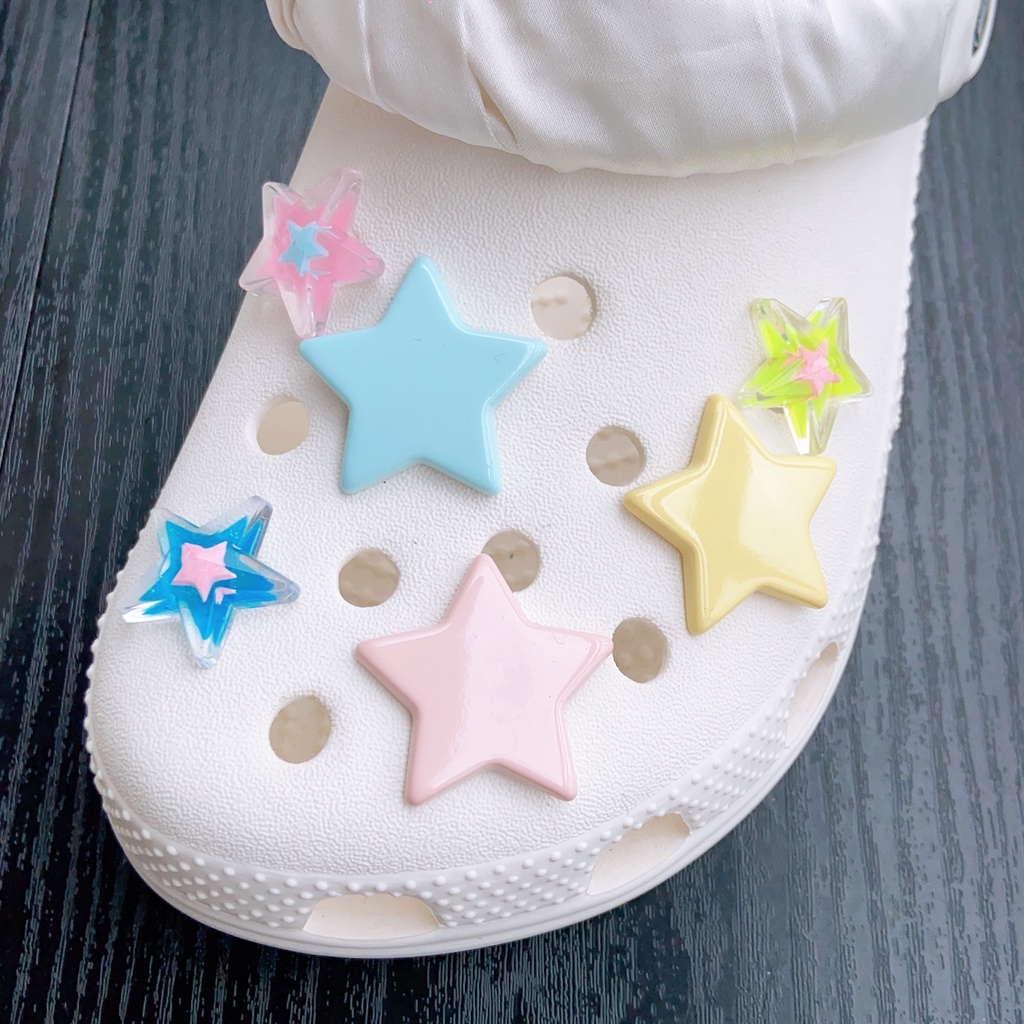 12pcs Macaron Cream Bintang Croc Jibz Charm Kancing Aksesoris Sepatu Fashion# Seri Bintang