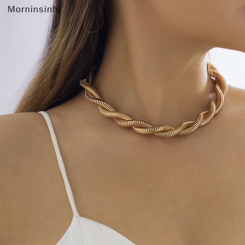 Mornin Punk Kalung Rantai Tali Putar Untuk Wanita Kalung Choker Rantai Chunky Kuba id