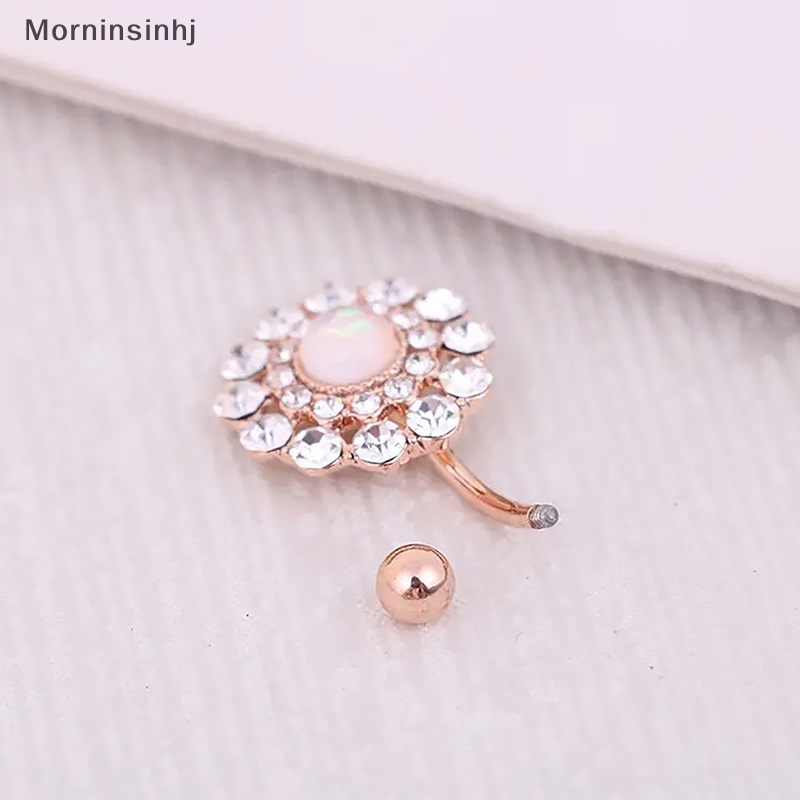 Mornin Emas Warna Perak Stainless Steel Fashion Belly Button Rings Bunga Zirkon Kristal Pusar Rings Untuk Wanita Perhiasan Tubuh id