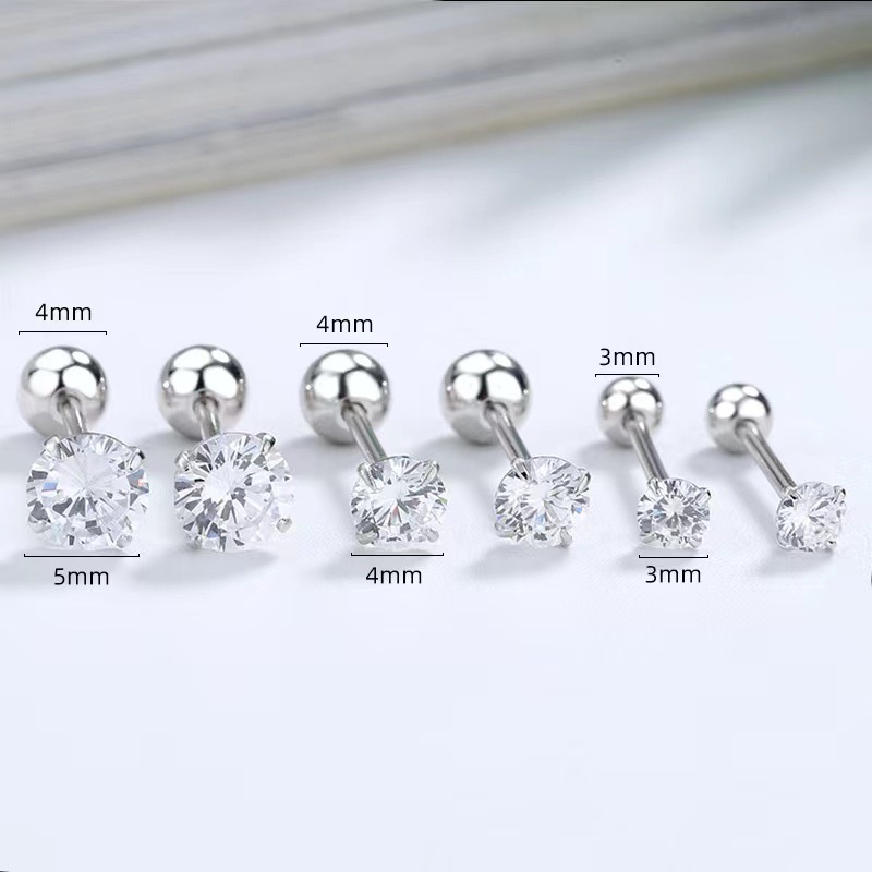 Anting sekrup perak zirkon sederhana mode anting Stud emas untuk wanita Hypoallergenic aksesoris Jewerly