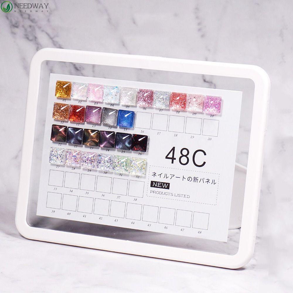 Needway Paku Bagan Display Warna FlatBack Akrilik Nail Color Card Tips Nail Goyang Rak Kaca Square Tips UV Gel Nail Tips Display Stand