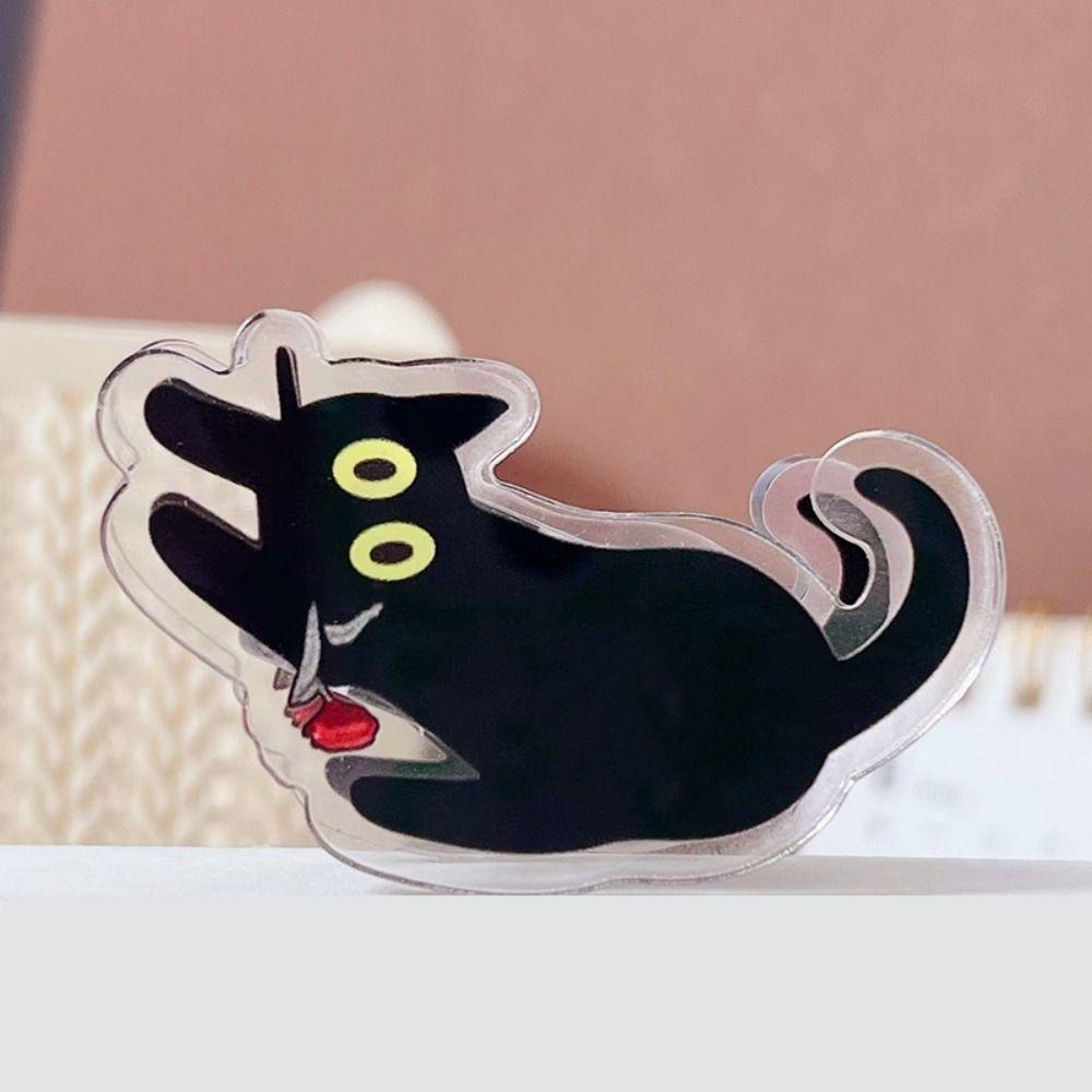 Top Bookmark Klip Buku Hitam Perlengkapan Kantor Tempat Kertas Plastik Kucing Untuk Kantor