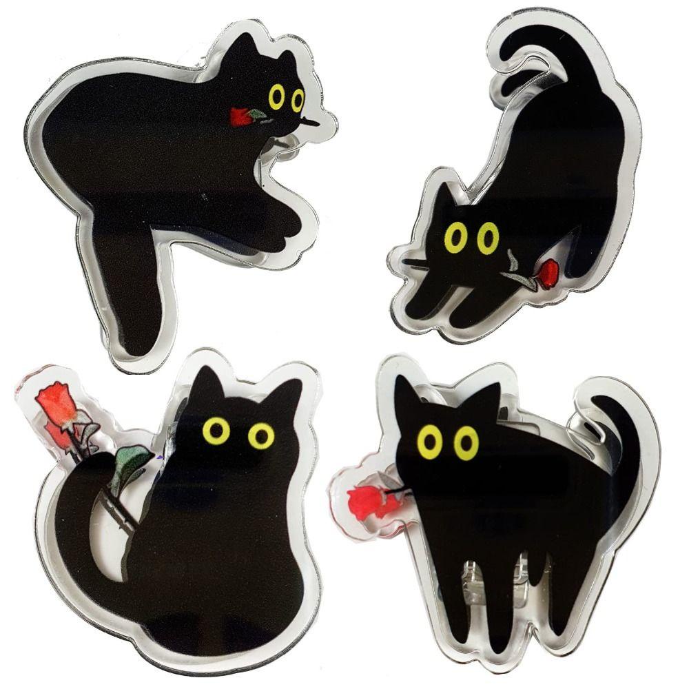 Top Bookmark Klip Buku Hitam Perlengkapan Kantor Tempat Kertas Plastik Kucing Untuk Kantor