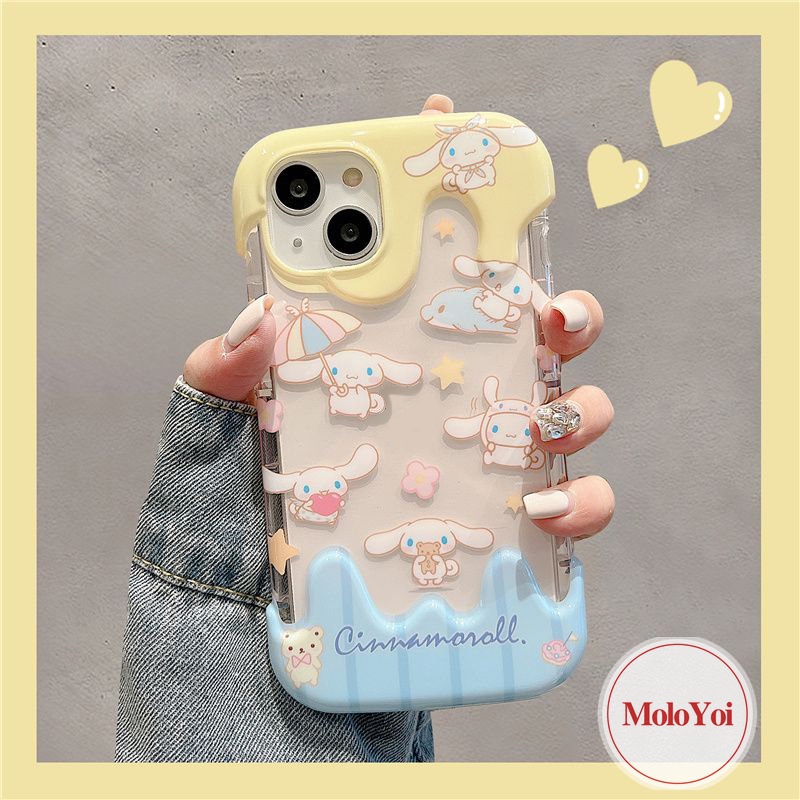 IPHONE Permen 3D Ice Cream Laurel Dog Soft Tpu Case Kompatibel Untuk Iphone11 13 14 12 Pro Max XR XS X Max 7Plus 8 7 Plus Kartun Indah Cinnamoroll Cover