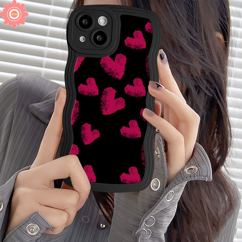 Casing Vintage Love Heart Untuk Redmi 9A 9T 10A 12C A1 9 10C 9C 10 A1+ A2+Note8 11 11s 10s 9s 9 10 Pro POCO M3 X3 NFC Pro Mi 11T Pro Retro Leopard Lip Print Lembut Sarung Tepi Wavy