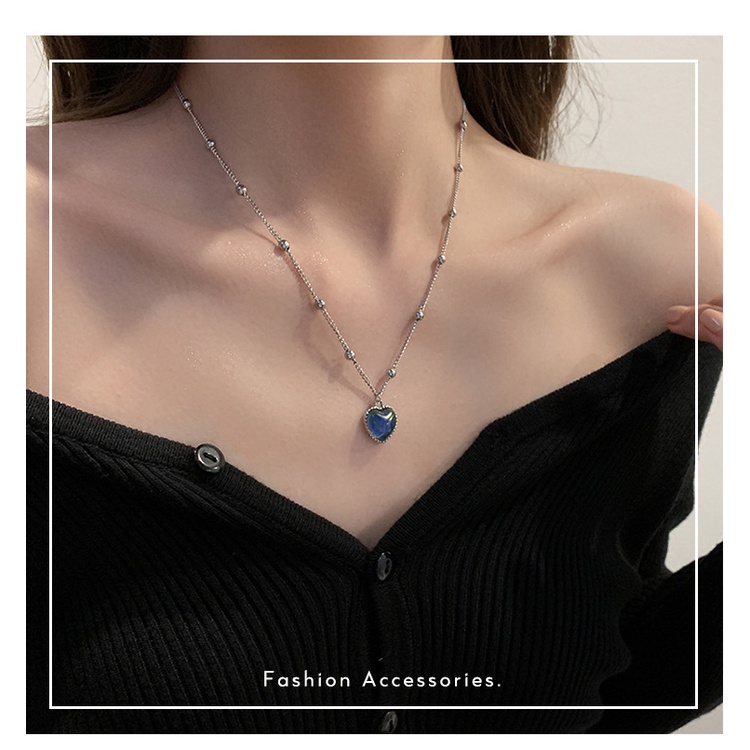 Kalung Cinta Thermochromic Korea Jepang Perempuan Musim Panas High-End Rantai Klavikula Niche Temperamen Lembut Semua-