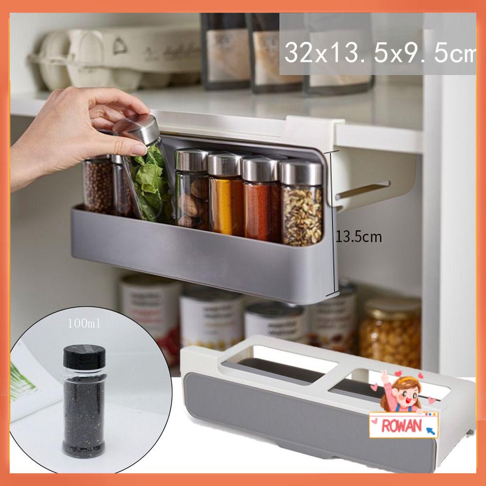 R-FLOWER Rak Toples Bumbu Dapur Hidden Rak Bawah Serbaguna 6botol Organizer Rak Penyimpanan Perlengkapan Dapur