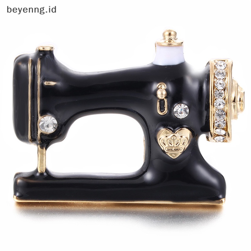 Beyen Pin Bros Mesin Jahit Enamel Hitam Bros Kerah Syal Dekorasi Perhiasan ID