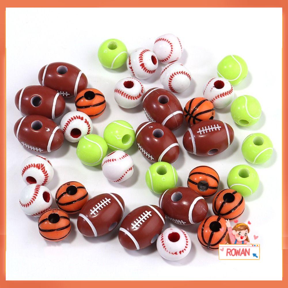 R-FLOWER 250pcs Kalung Manik-Manik Olahraga DIY Tenis Membuat Perhiasan Sepak Bola Baseball