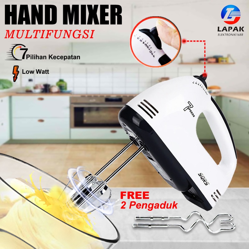 (NASA) Hand Mixer Elektrik 7 Speed Alat Pengaduk Otomatis 7 Level Alat Pengocok Telur Free 2 Alat Pengaduk