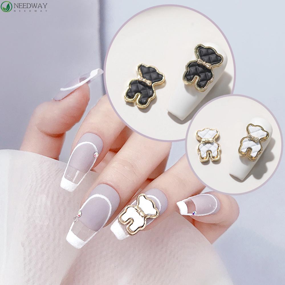 NEEDWAY 3d Beruang Dekorasi Kuku Lucu Kotak-Kotak Dasi Kupu Beruang Manicure Jewelry DIY Nail Art