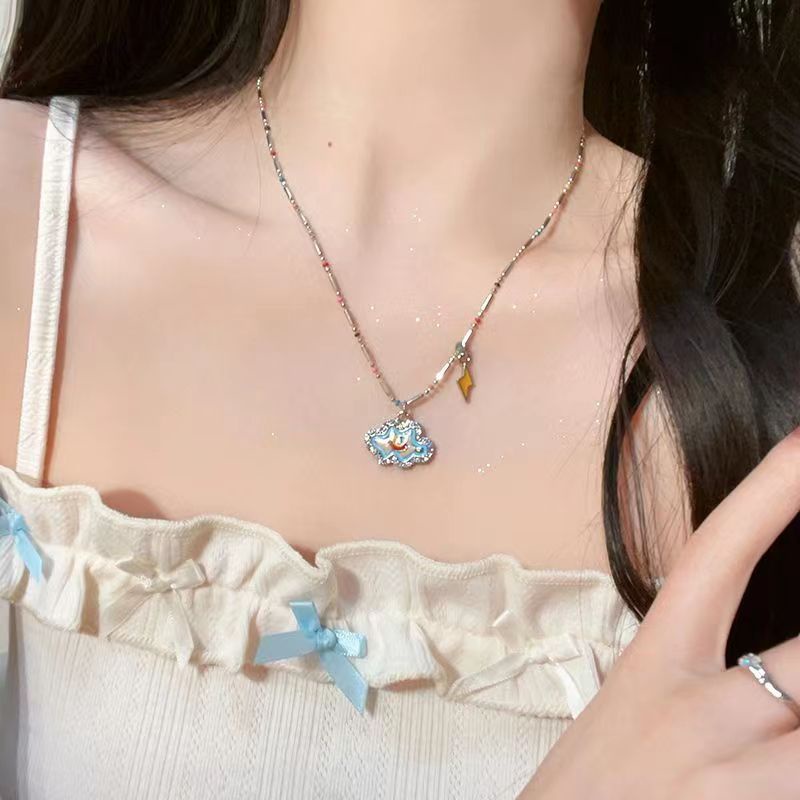 Gaya Keren Manis Niche Desain Rasa Awan Petir Manik-Manik Kalung Perempuan Gaya Baru Warna-Warni Rantai Klavikula Unik Unik Uni