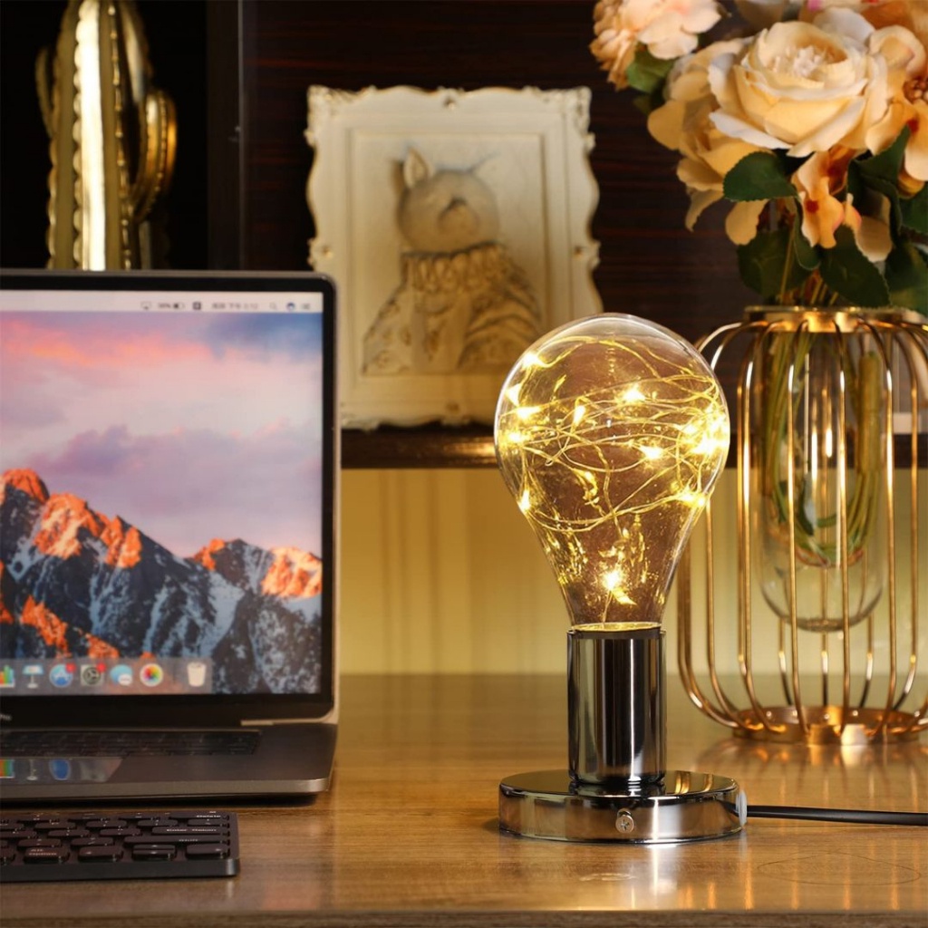 DSM HC Set Lampu Meja Bohlam LED Tumbler Kawat Vintage Lampu Tidur Malam dengan Garis Kepala Lampu E27 Soket Lampu Kursi Lampu Meja Bar Kafe Ruang Tamu Aeshtetic