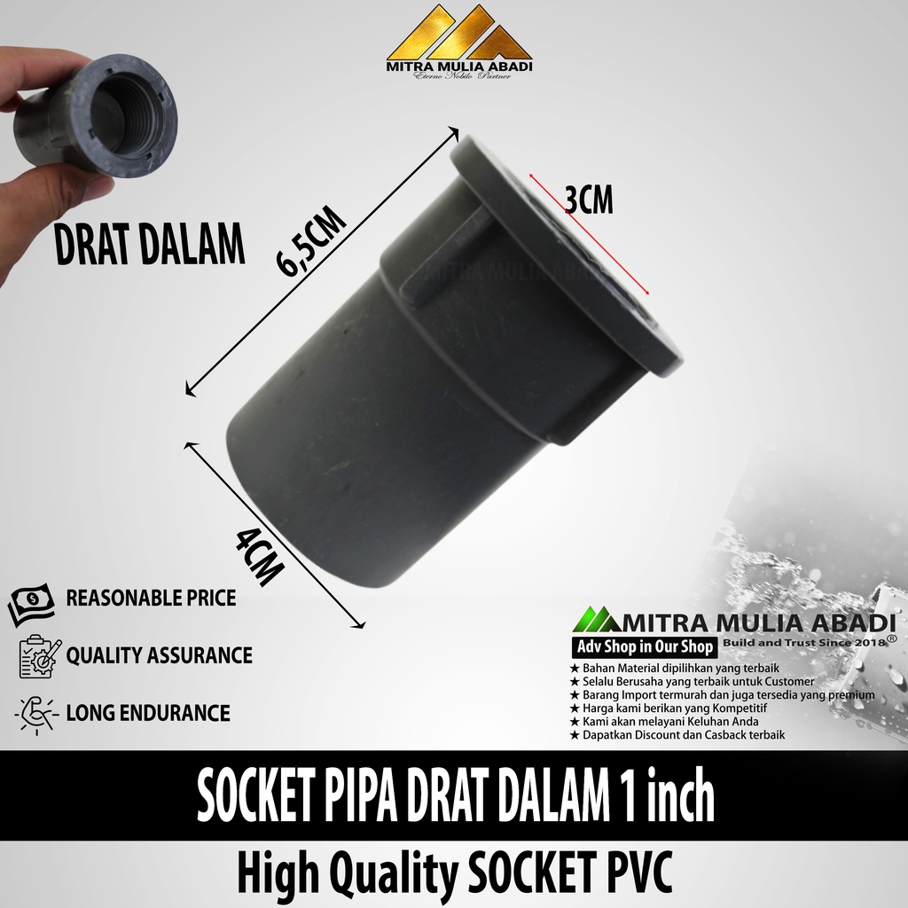 Socket Soket Sambungan Drat Dalam 1inc - Sambungan Pvc