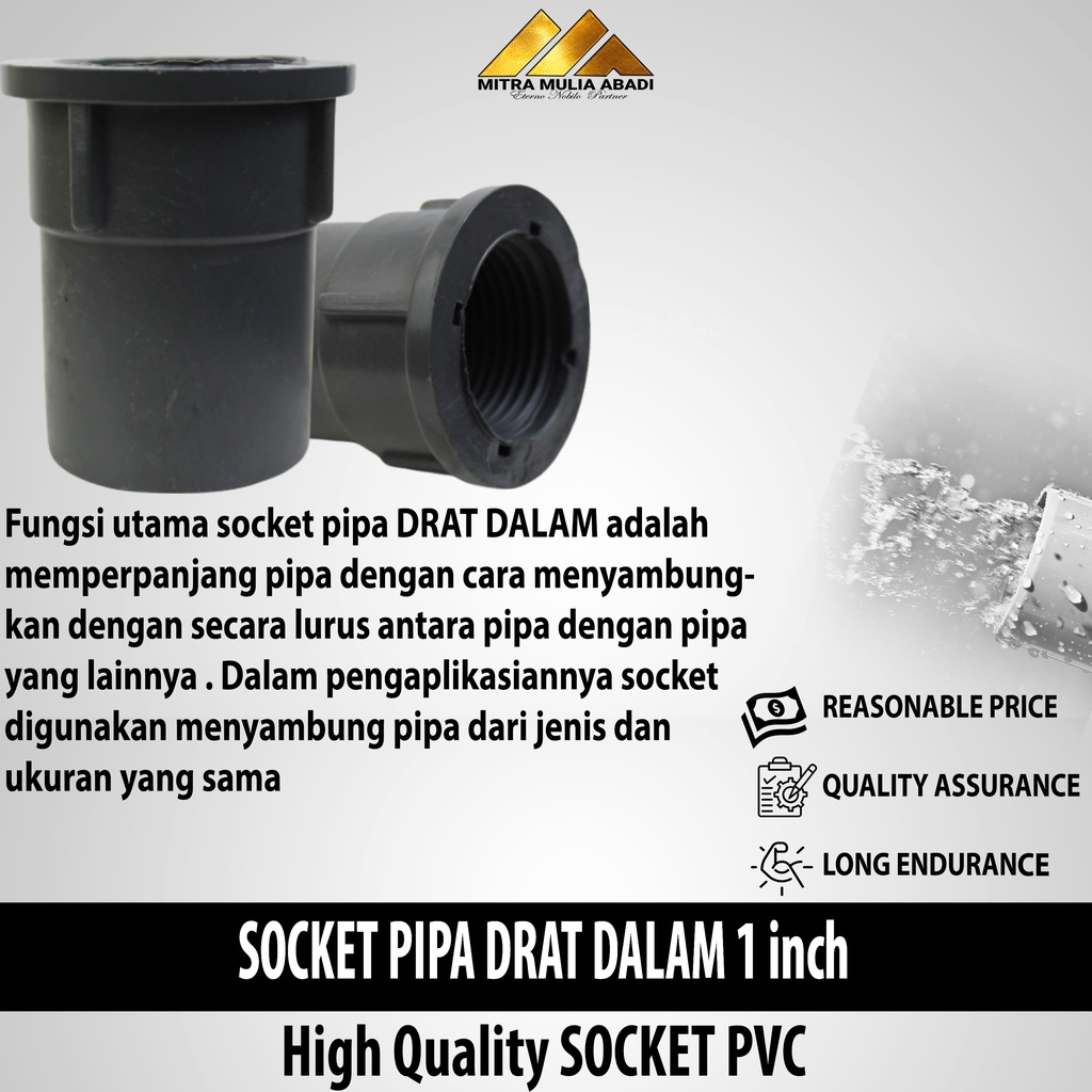 Socket Soket Sambungan Drat Dalam 1inc - Sambungan Pvc