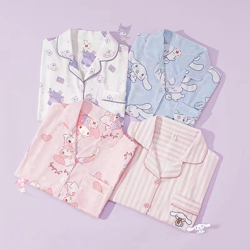 Setelan dewasa baju tidur sanrio lengan pendek celana pendek / piyama tidur cinnamoroll kuromi melody