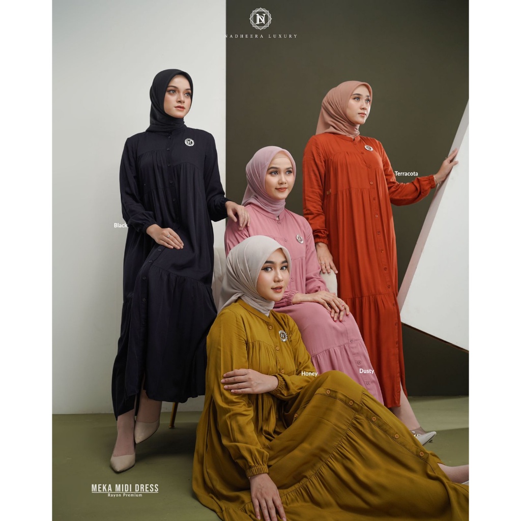 SPECIAL PRICE  Meka Midi Dress ORI by Nadheera Luxury Gamis Terbaru Rayon Premium Busui Jumbo XXXL D