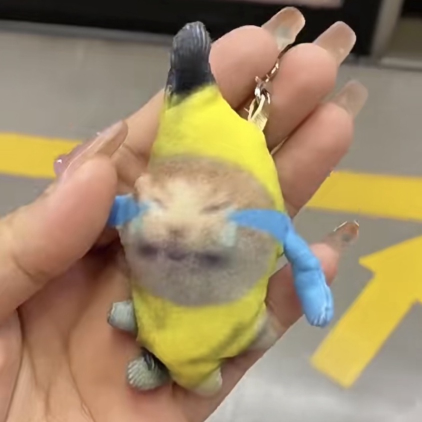 [in Stock] Crying Banana Cat Plush Keychain Happy Cat Who Know Who Family Lucu Imut Kreatif Boneka Tas Liontin Free Gantungan Kunci Pacar