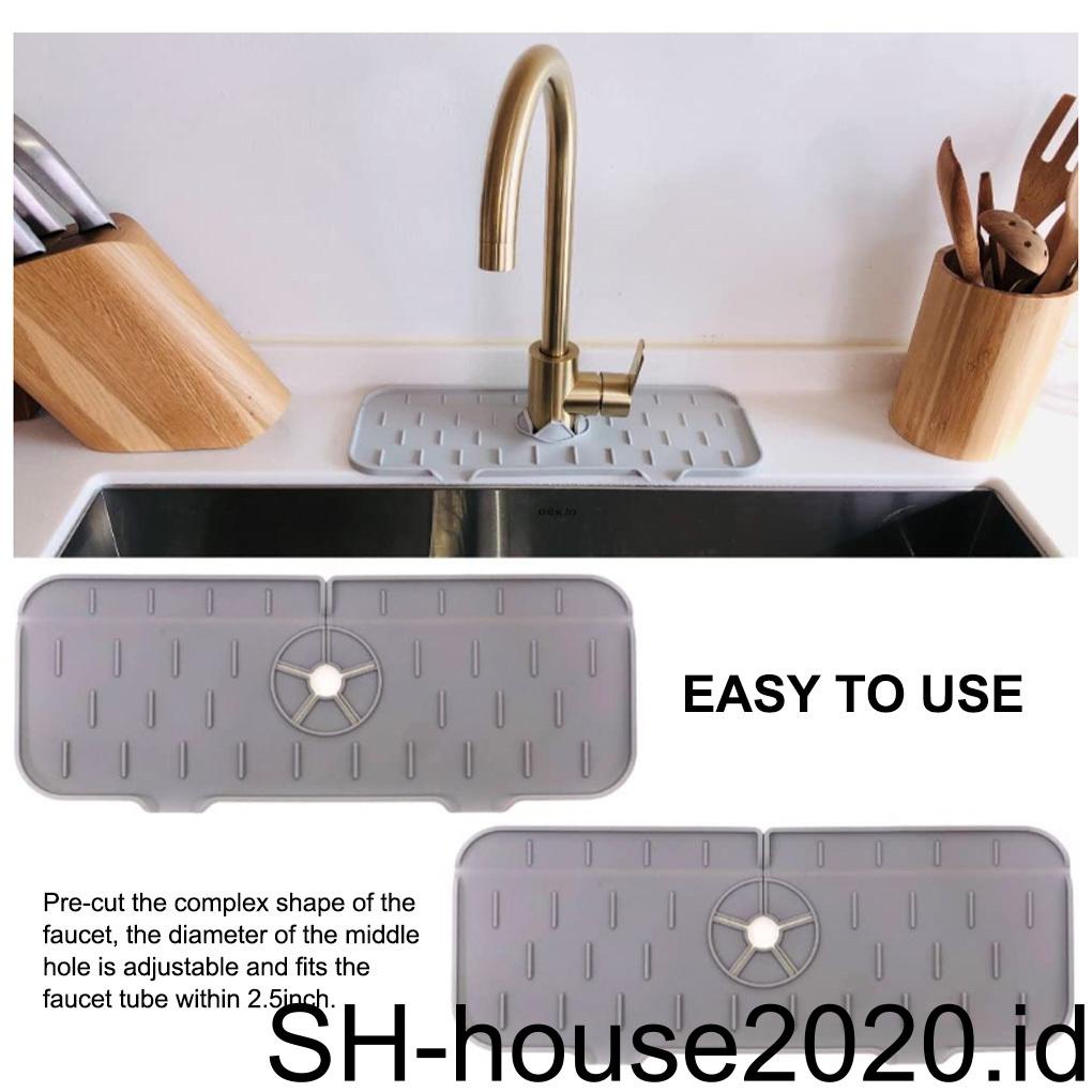 Kitchen Sink Silicone Faucet Mat Baskom Kamar Mandi Drip Cather Tray Non-Slip Reusable Ekstensi Draining Pad Indoor